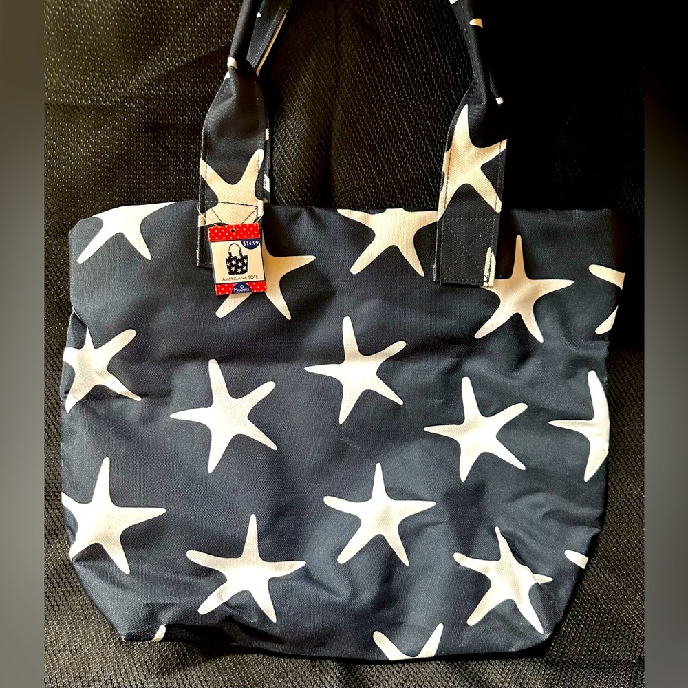 Modella by Conair Americana Tote Navy Blue with Stars 12”x13”